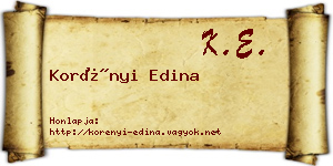 Korényi Edina névjegykártya